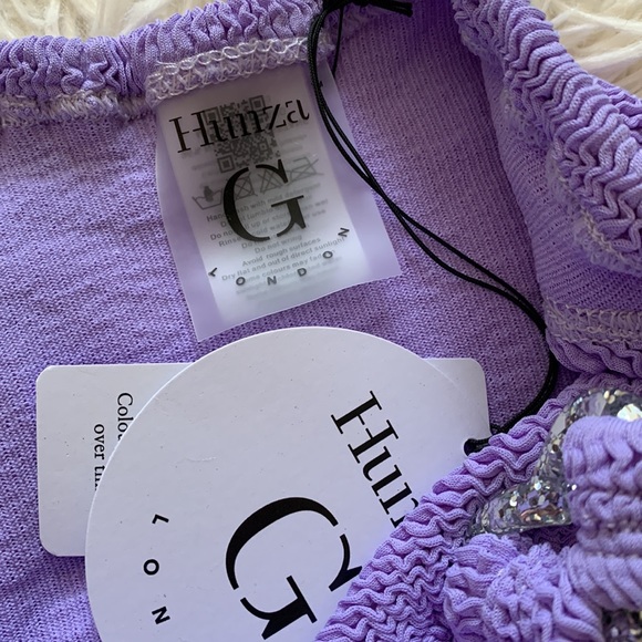 NWT Hunza g nicole embellished crinkle bikini in lilac - Picture 6 of 7